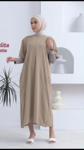 Daster Dress Crinkle Airflow Midi Gamis Casual Korean Style Busui Friendly Viral DELITA