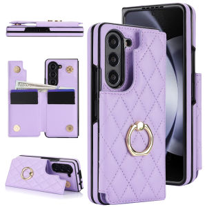 szhaiyu | Shockproof Leather Wallet Protective Case For Samsung Galaxy Z Fold 8 7 6 5 4 Ultra 360° Rotatable Ring Holder Flip Kickstand