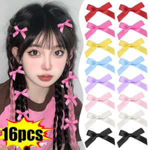 16pcs Silk Ribbon Bowknot Hair Clip Small Bow Hair Clips Bow Ribbons for Girls Sweet Cute Girl Barrettes Lace Women Gilrs Bobby Pin INS Y2K Accessories