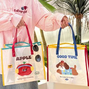 Jelly beach bag cartoon handbag cute transparent waterproof travel handbag shoulder bag with cute pendant