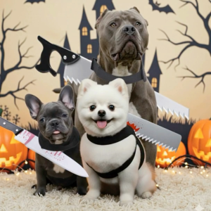 ชุดฮาโลวีนหมาแมว ชุดฮาโลวีนหมาใหญ่ คอสตูมสุนัขแฟนซี ชุดคอสเพลย์สัตว์เลี้ยง พร็อพมีดปลอม ขวาน เลื่อย Halloween Pet Costume