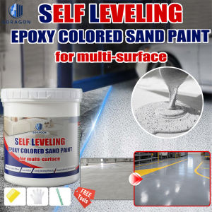 GDRAGON Epoxy Colored Sand Paint Self-Leveling Epoxy Paint For Flooring Floor Paint For Cement Epoxy Flooring Paint With Tools Cement Floor Paint High Gloss Non-Slip Paint Imitation Marble Cement Imitating Marble Tiles Anti Slip And Wear-Resistant Paint