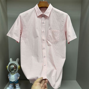 Withdraw Label-Cut Mens Stripes Short-Sleeved Shirt 2024 Summer New Fashion Casual Pure Cotton Comfortable Breathable Shirt