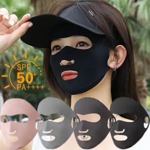 UPF50+ Ice Silk Full Face Gini / Cooling UV Protection Face Cover / Breathable Sunscreen Mask for Cycling Driving Outdoor