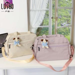Luggage Bag Womens Dormitory Carry-On Bag with Handle Soft Grip Korean Style Nylon Material Single Shoulder Strap Leisure Scene