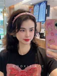 Cookie High Quality Pink White Sponge Hair Band Thin Style Elegant Ladys Headband Fashionable Korean Style Hair Accessories