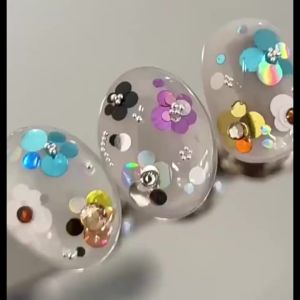 Bộ Trang Trí Móng Tay 3D Họa Tiết Hoa Chấm Bi Lấp Lánh 12 Ô Kiểu Retro Mảnh Vụn Tròn Lấp Lánh 1-3mm Phụ Kiện Trang Trí Móng Tay