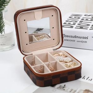 กล่องใส่เครื่องประดับแบบมินิมอล กระจกเงา สองชั้น พกพาสะดวก สำหรับจัดระเบียบสร้อยคอ ต่างหู ของขวัญสำหรับสุภาพสตรี