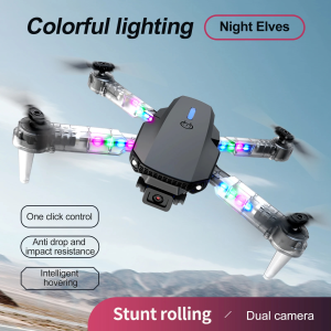 E88D / E88 E99 RC Drone Colorful Light ELF Drone 4K Professional HD Dual Camera Drones Remote Control Toys FPV UAV Wifi GPS Dron 900m