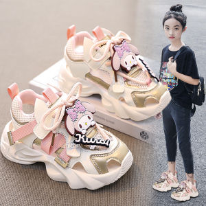 Kuromi Kids Sport Shoes Breathable Mesh Hollow out Design Spring Summer New Style Childrens Sneakers Low Cut Anti-Slip Rubber Sole