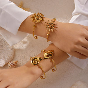Stainless Steel Ocean Series Cuff Bangle for Women Starfish Octopus Turtle Conch Adjustable Bracelet Beach Party Charm Jewelry