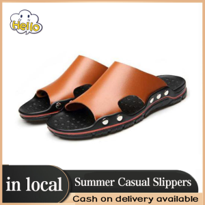 【Local Shipping】MenS Summer Casual Slippers Comfortable Wearable Breathable Non-slip Leather Sandals Flip Flop Beach Hole Shoes