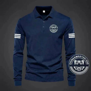 Shenglaiduo Mens Business Style Long Sleeve Polo Shirt Slim Fit Fashionable T-Shirt Citywalk Casual Wear Breathable Wear