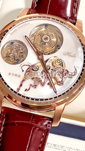 HAOFA 005 White Pearl Dial Taurus Double Tourbillon Watch
