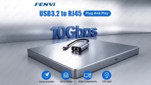 Fenvi | 10Gbps Ethernet USB Network Adapter RTL8159 10000Mbps USB 3.2 Gen2x2 to RJ45 Gigabit Network Card Adapter For PC Laptop Win10/11