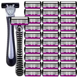 Lưỡi Dao Cạo An Toàn Cao Cấp 6 Lớp Thép Không Gỉ Đức Tương Thích Với Máy Cạo Râu Mach
