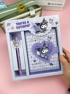 Mymelody Kuromi Cinnamoroll Pom Pom pen gift box set cute cartoon students notepad office laptop agenda planner notebook kids Stationery gift