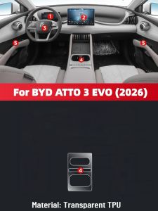 Anti-scratch Car Interior Center Console Media Dashboard Navigation TPU Protector Film For BYD ATTO 3 EVO 2026