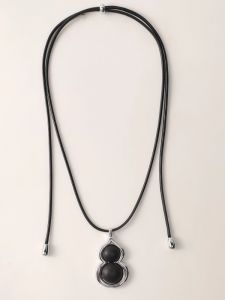 Long Fashionable Necklace Elegant Pendant Original Design Luxury Feel Accessories Black Leather Chain Stylish Accessory