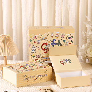 Birthday Gift Box Cartoon Flip Cover Premium Packaging Box New Model Empty Box for Cartoon Themed Presents Wedding Supplies