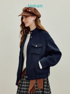 INMAN | Áo Khoác Lông Cừu cổ đứng phong cách retro ấm áp cho nữ mùa thu
