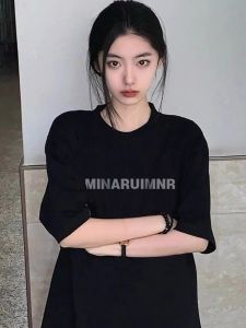 American Retro High Street Fashion Brand Pure Cotton Short Sleeve T-Shirt Womens Plus Size Plus Size Ladies Loose Casual Couple Outfit Half Sleeve Tops