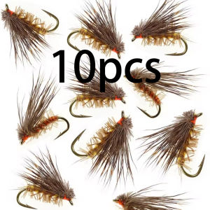 10Pcs/Lot Artificial Insect Bait Lure Deer Hair Dry Fly Fishing Lures Soft Sea Bass Trout Fishing Fly Floating Bait Accessories