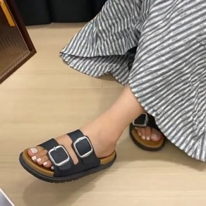 Onlyfoot Flat Sandal With Cross Strap Korean Sandals For Woman Slippers For Women Casual Fashion Durable Shoes For Daily Life
