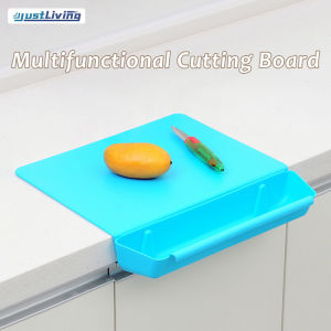 JustLiving 2 in 1 Cutting Board Non-Slip Detachable Chopping Board and Food Container Multi-functional Plastic Chopping Board with Vegetable Trough Home Kitchen Items