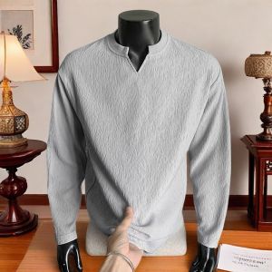 Áo Thun Nam Tay Dài Cổ Chữ V Thường Ngày Cao Cấp Thời Trang Xuân Thu Áo Khoác Ngoài Hợp Thời Trang Chất Liệu Polyester
