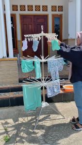 Jemuran Menara Lipat 3 Tingkat Stainless Steel TERMURAH | Hanger Baju Lipat Model Tiang 3 Susun