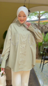 MDLY Baju kemeja atasan wanita/Kemeja Wanita Tencel Cotton Oversize Polos/Loise Shirt by MDLY