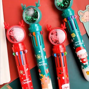 Bolpoin Pulpen Kombinasi 10 Warna Motif Natal Santa Rudolf Karakter Lucu DCA0944