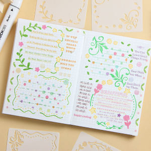 Fresh Floral Edged Drawing Chalk Pastels Hollow Template Handmade Photo Frame Decoration DIY Painting Stick Art Supplies