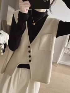 Fall Stylish French Elegant V-Neck Irregular Sweater