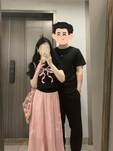 VKSOD | Chic Korean Style Butterfly Design Short Sleeve Top And High Waist Asymmetrical Pink Mini Skirt Set Sweet And Fashionable