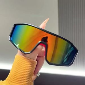 8Pcs One‑Piece Wide‑View Cycling Glasses Integrated Large Lens Large Wraparound Curved Frame for Face Contour