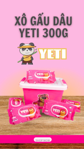 SỈ Xô khăn ướt gấu dâu Thùng nhựa và 10 Gói Khăn Giấy Ướt Gấu Dâu 300G kích thước xô 30-20-20