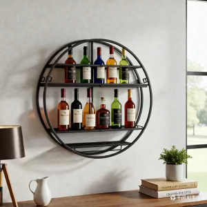 T Ming Wine glasses for home use Living room Iron wine rack Wall-mounted wine cabinet Wall-mounted red wine