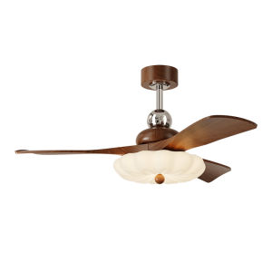 QINGYAO | Vintage Style Ceiling Fan With Light Walnut Wood Color