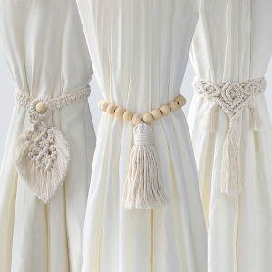 Boho Curtaintiebacks พร้อม Beadfringe ผ้าม่านอุปกรณ์เสริม Macrame ตกแต่งผ้าม่านเชือกตกแต่งบ้านไร่สําหรับตกแต่งห้อง