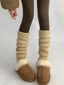 Night Study Room Snow Boot Sock Covers Spring Autumn Womens over Knee Brown Leggings Home Comfort Sweet Style Solid Color