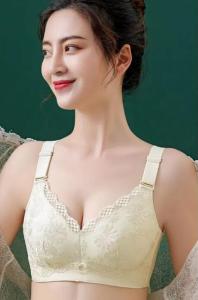 Triumphˉ Comfortable bra without underwire Inner layering Latex back buckle fixed women Push-up bra + lace briefs 2 pack Lingerie Sets Suitable for large breasts