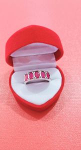 แหวนเงินพลอยแดงทับทิมพลอย 5 เม็ดเงินแท้ 92.5%