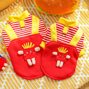 DY Loving New Style Pet Cute Clothes French Fries Pattern Outfit and Coat with Traction Buckle Maltese