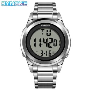 Synoke | SYNOKE Top Brand Luxury Stainless Steel Alarm Hour For Mens Watches Fashion LED Men Digital Wristwatch Waterpoof
