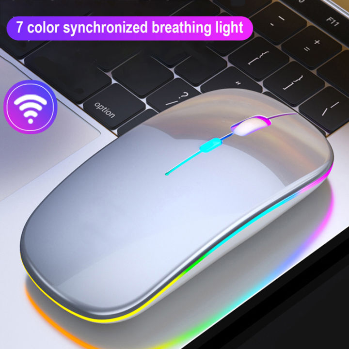 Wireless Mouse Dual Mode Bluetooth-Compatible Mouse LED Rechargeable ...