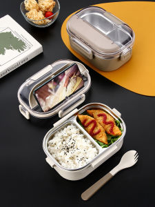 กล่องอาหารแบบญี่ปุ่น 304 สแตนเลส กล่องอาหารเด็กแบบพกพา กล่องอาหารกลางวันสำหรับนักเรียน กล่องอาหารสำหรับโรงอาหาร