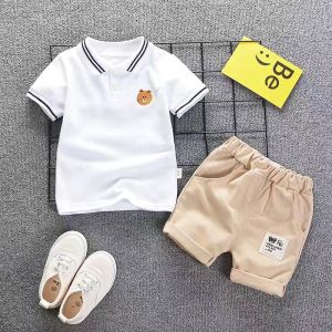 Summer Outfit for Baby Boys Short Sleeve Shorts Two-Piece Set Cotton Casual Wear Comfortable Breathable Clothes for Infants