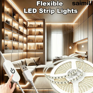 LED Lights Strip 2835 With Touch Dimmer Flexible Diode Tape 5V USB Powered For DIY Backlight Mirror Stair Cabinet Room Decor